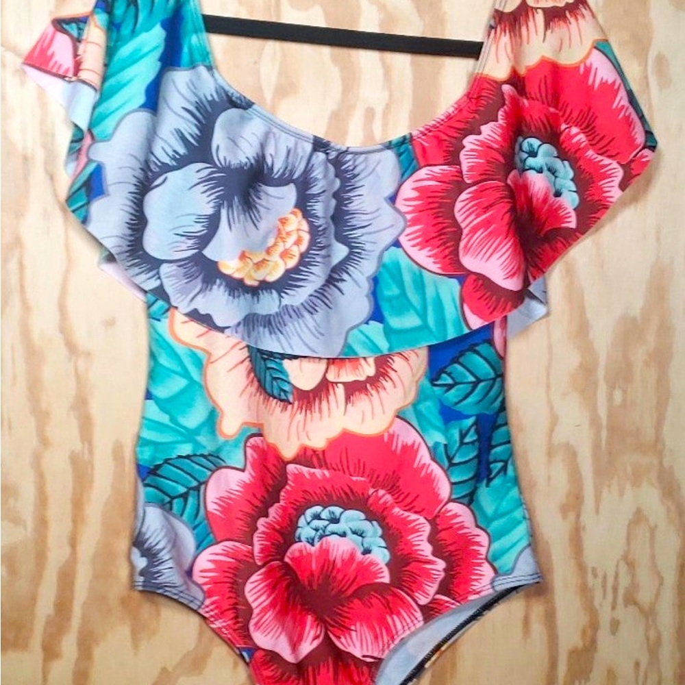 Floral one piece swimsuit, XL